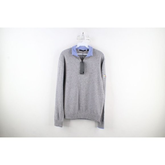 New Greyson Clothiers Mens Small Sebonack Half Zip Wool Cashmere Knit Sweater